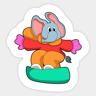 Elephant at Snowboarding with Snowboard Sticker
